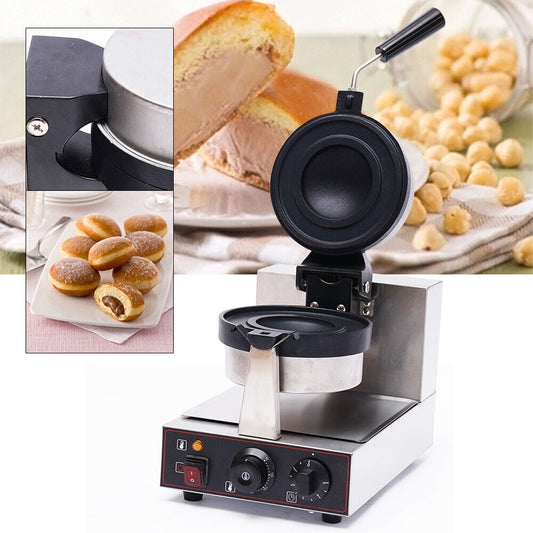 Miumaeov Commercial Waffle Maker Machine Burger Waffle Maker 1000W 110V Panini Press Grill Electric Nonstick Waffle Machine for Bakery Restaurant Silver and Black