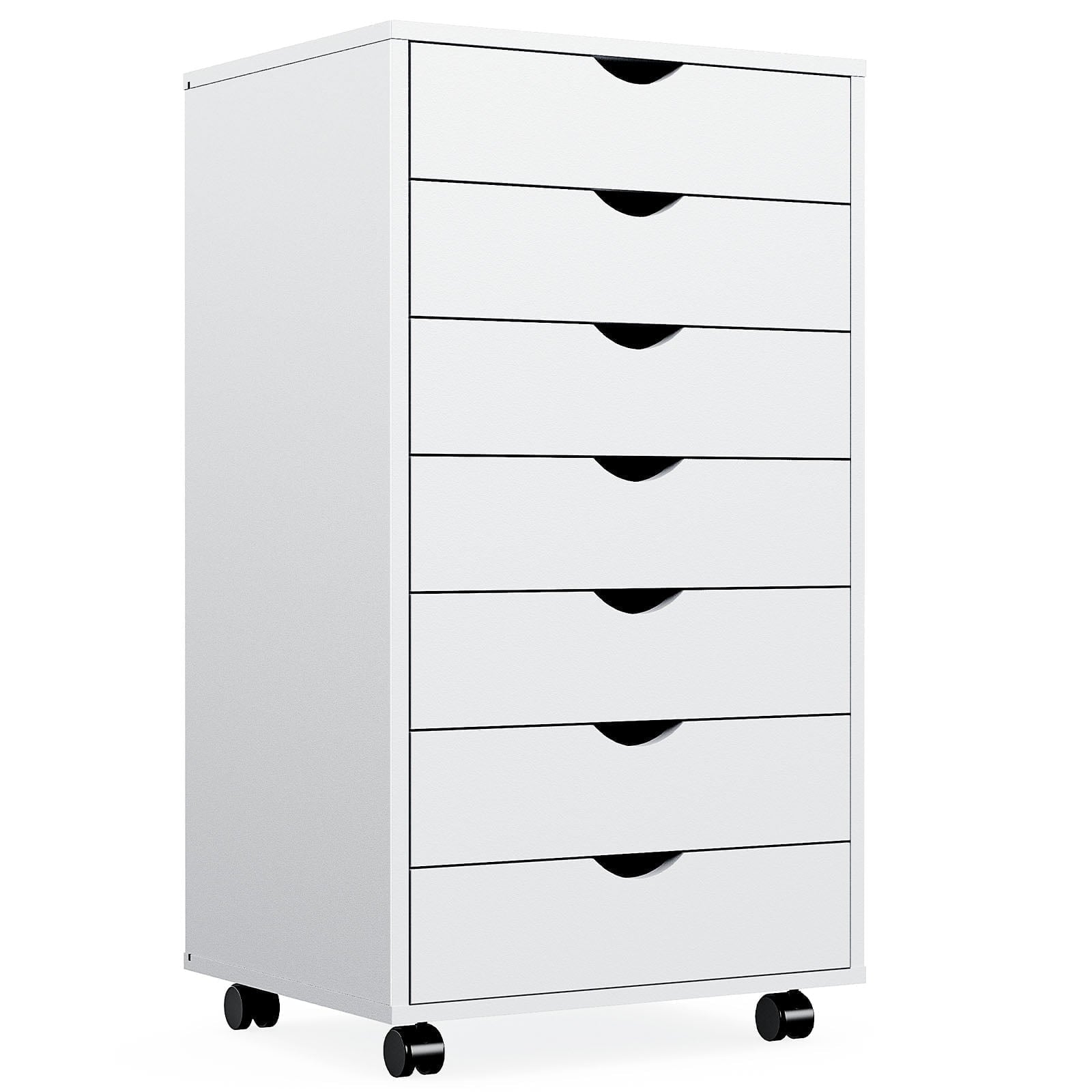 EDX 7 Drawer Dresser - Spacious Wood Storage Cabinet for Bedroom, Home, Office Organization, White