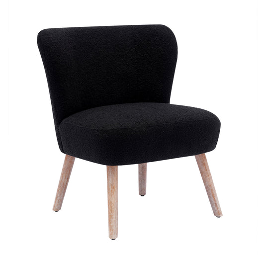 Modern 25" Wide Wingback Accent Chair with Water and Stain Resistant Boucle Upholstered Fabric, Black