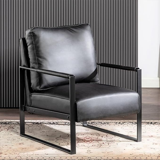 Modern Accent Chair with Durable Square Metal Frame