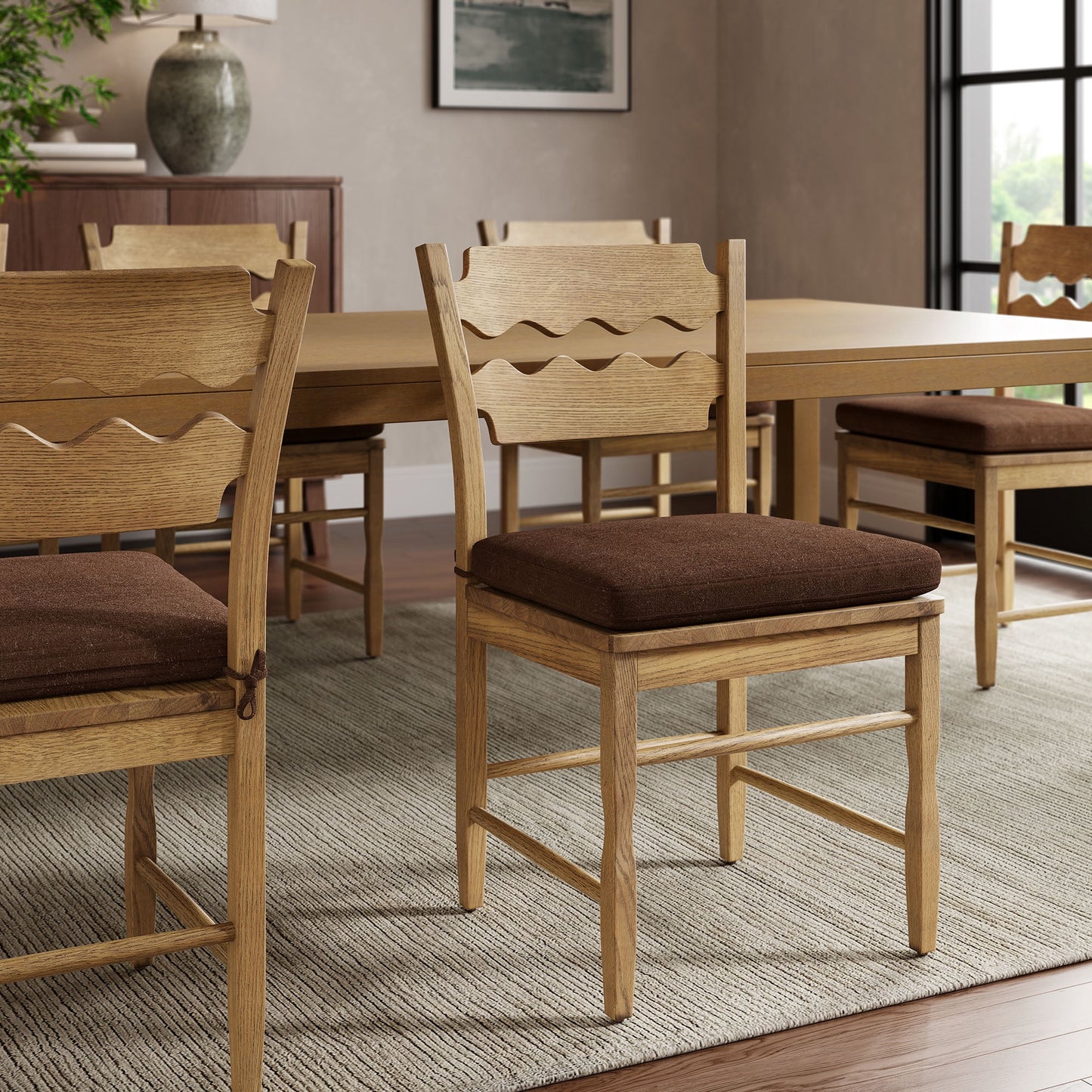 Jax Fabric Dining Chair Seat Cushion in Cocoa