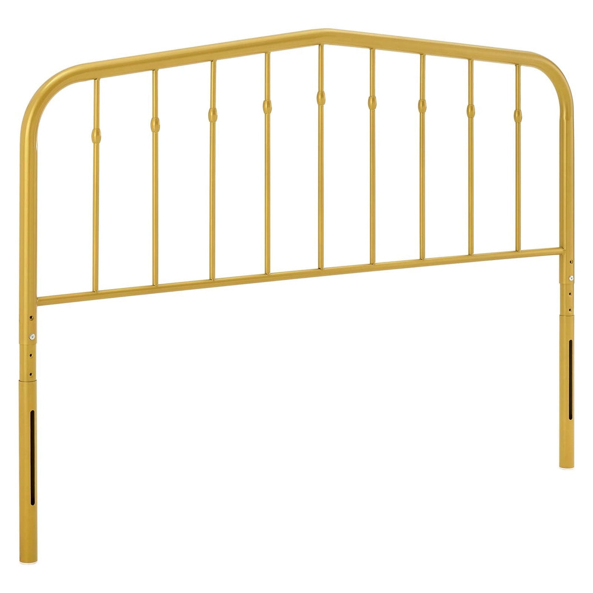 Modway Lennon Contemporary Modern Queen Metal Spindle Headboard in Gold