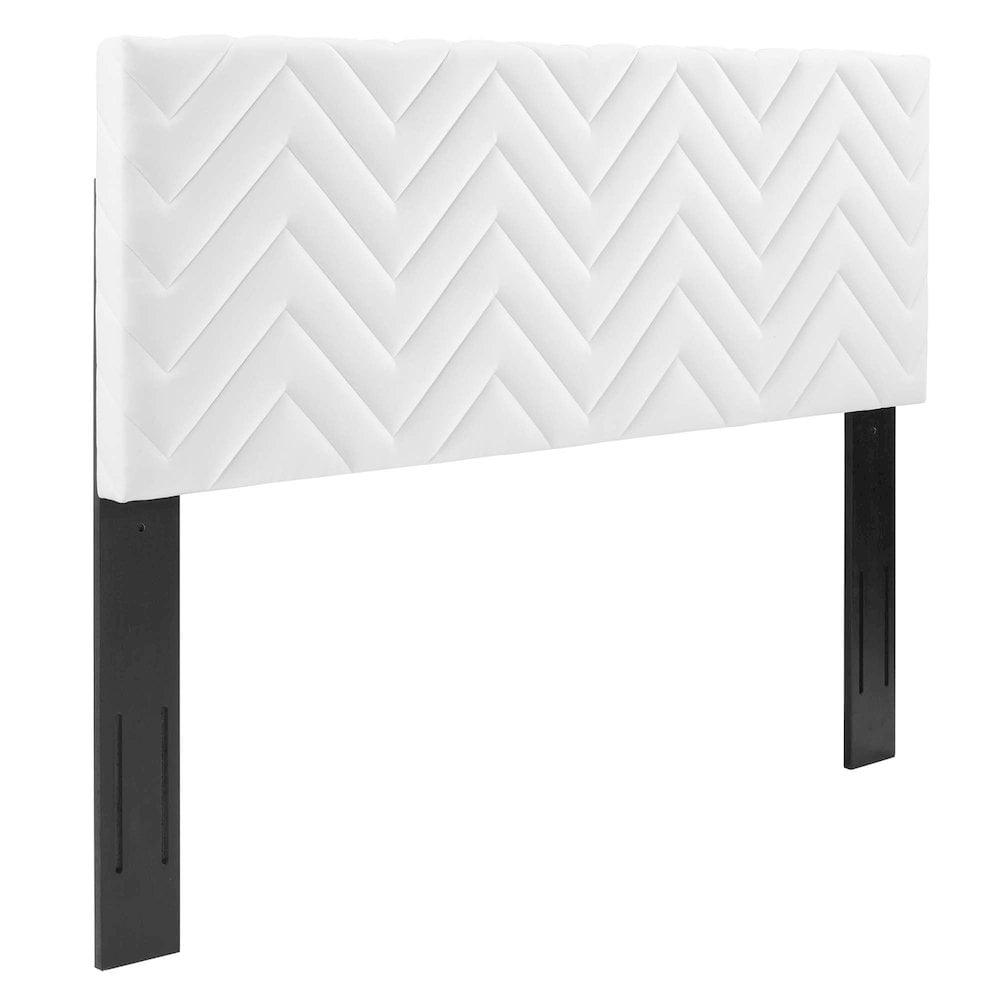 Modway Mercy Chevron Tufted Performance Velvet Twin Headboard in White