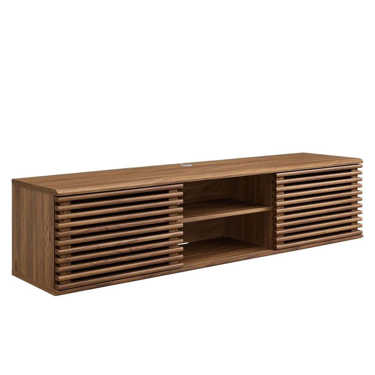 Modway Render 60" Wall-Mount Media Console TV Stand in Walnut