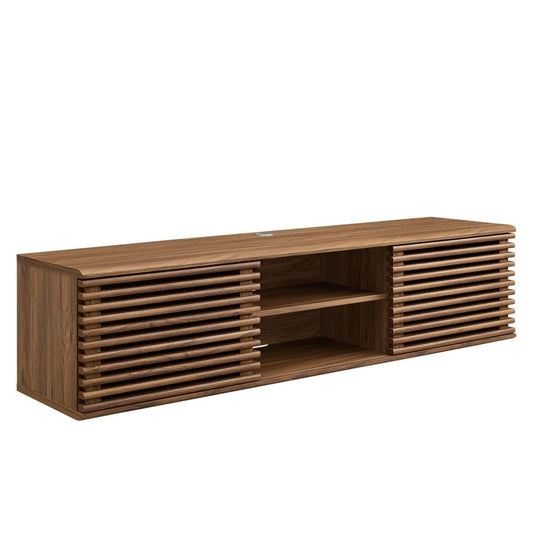 Modway Render 60" Wall-Mount Media Console TV Stand in Walnut