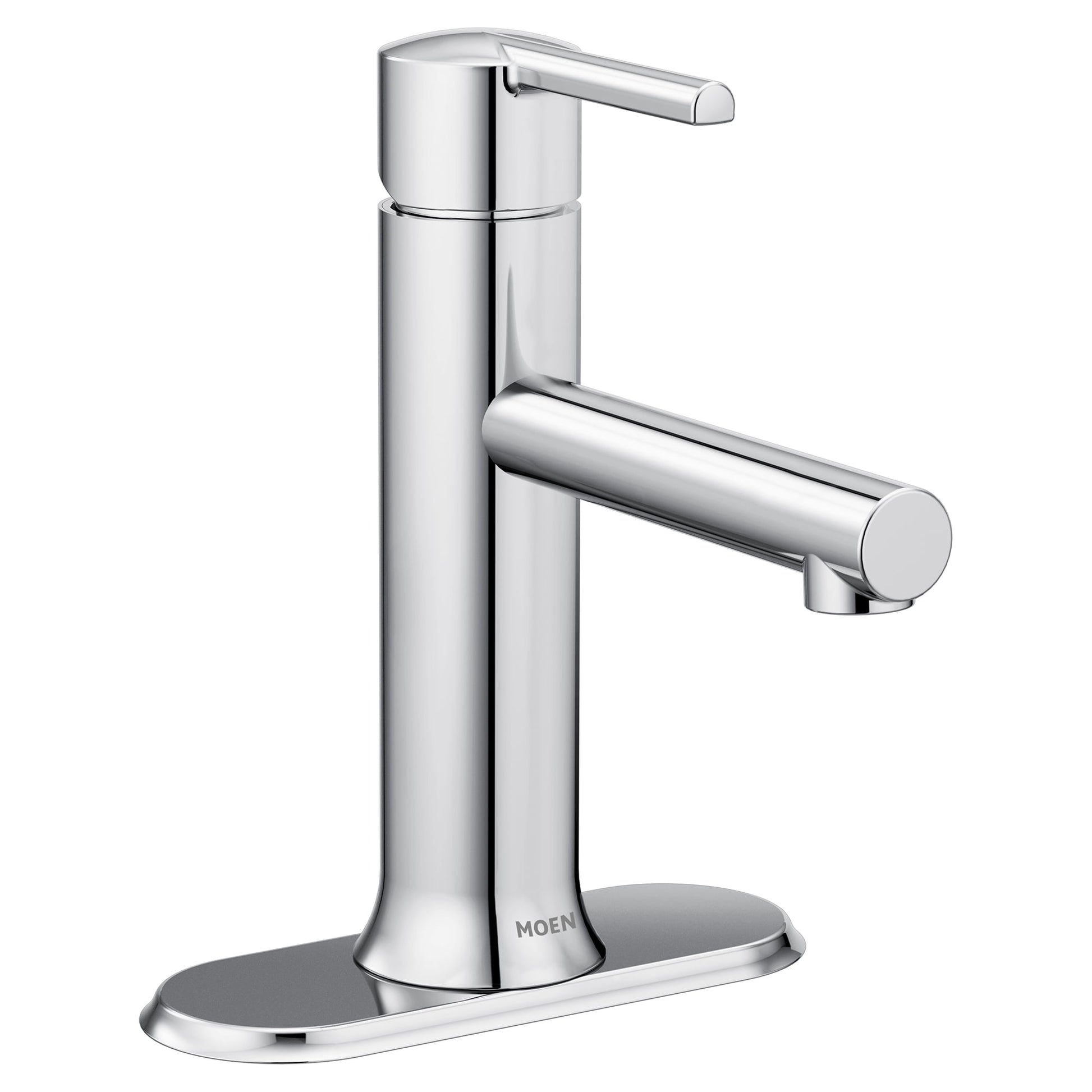 Moen Arlys Single Handle Modern Chrome Bathroom Faucet with Deck Plate