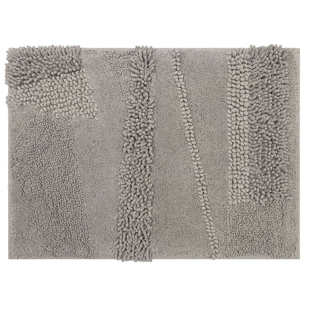 Mohawk Home Plush Cotton Fade/Stain Resistant Non-slip Machine Washable Bath Mat, Silver, 2' x 5'
