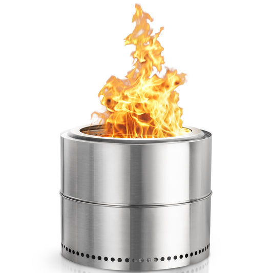 Moifoi 19.5" Smokeless Stainless Steel Wood-Burning Camp Fire Pit with Carry Bag