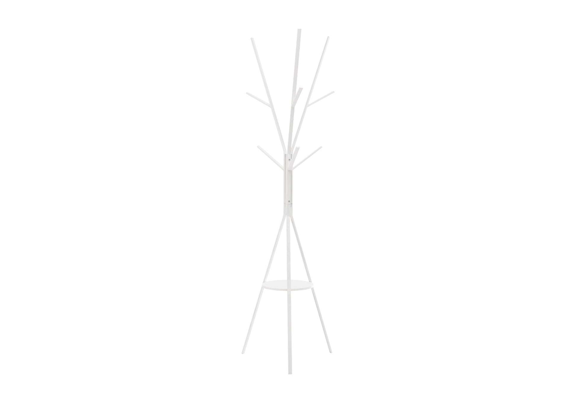 Coat Rack - 72"H - Bedroom - Entryway - Hall Tree - 6 Hooks - White Metal