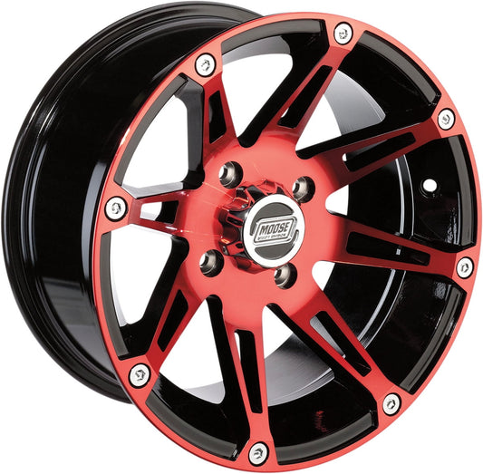 Moose Utilities ATV UTV 12" Red/Black Wheel (ONE) 387RD 12X8 4/110 4+4 Offset