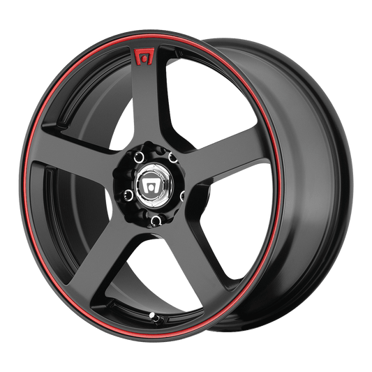 Motegi Aluminum Rim MR116 FS5 15X6.5in Matte Black Red Racing Stripe Finish, MR11656508740