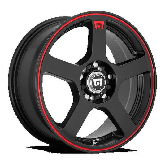 Motegi Aluminum Rim MR116 FS5 15X6.5in Matte Black Red Racing Stripe Finish, MR11656531740