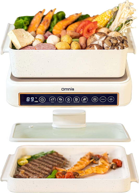Multifunction Indoor Cooker, Electric Skillet, Grill, Griddle, Hot Pot - Countertop, Adjustable Digital Temperature, Non-Stick, Ceramic-Coated Pot, 1200 Watts, WD-200203