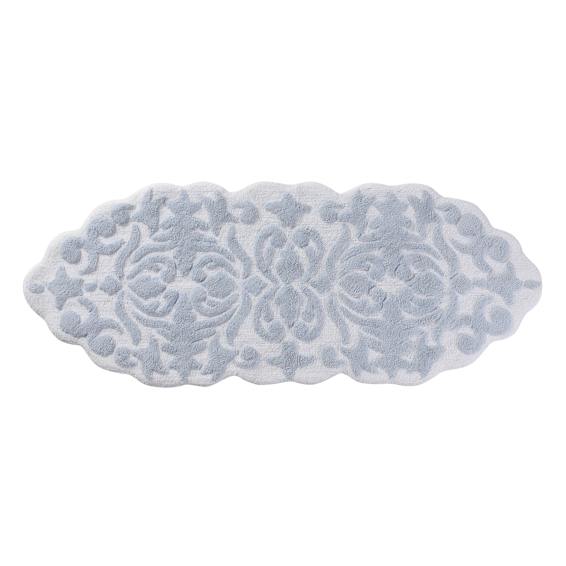 My Texas House Mallory Blue Medallion Cotton Tufted Bath Rug Runner, 24" x 60"