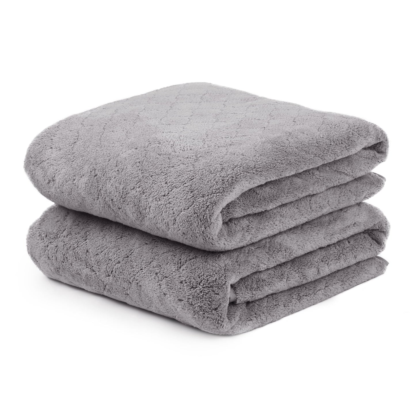 NC Fashion 2 Piece Grid Microfiber Bath Towel Set, Gray