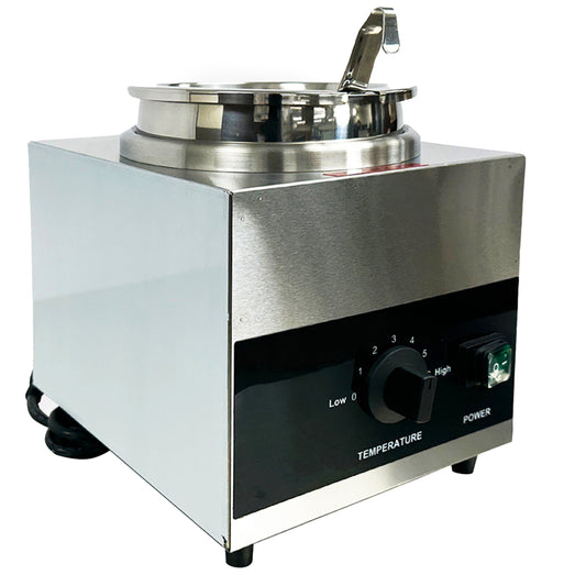 NSF Electric Soup Warmer, Buffet Warmer, 7L Countertop Warmer, Stainless Steel Round Pot 86~185°F, Commercial Bain Marie with Anti-dry Burn and Reset Button