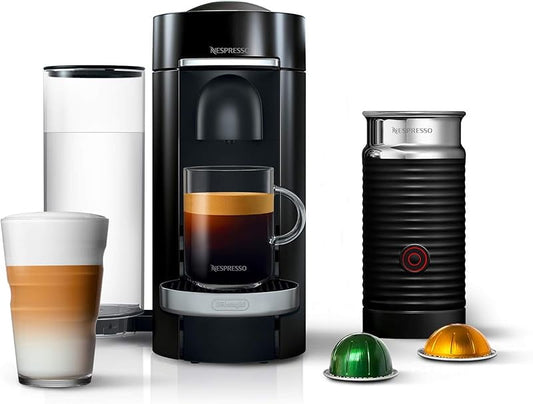 Nespresso Vertuo Plus Deluxe Coffee and Espresso r y De'Longhi, Titan with Aeroccino Milk Frother, 110 Volts