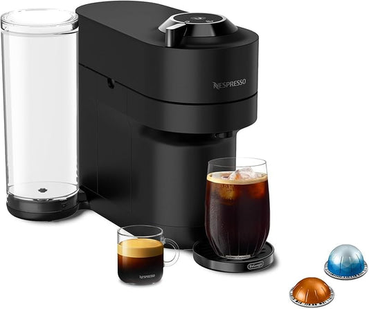 Nespresso Vertuo Pop+ Deluxe y De'Longhi with Aeroccino, Silver