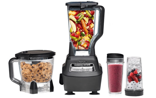 Ninja BL770 Mega Kitchen System, 1500W, 4 Functions for Smoothies, Processing, Dough, Drinks & More, with 72-oz.* Blender Pitcher, 64-oz. Processor Bowl, (2) 16-oz. To-Go Cups & (2) Lids, Black