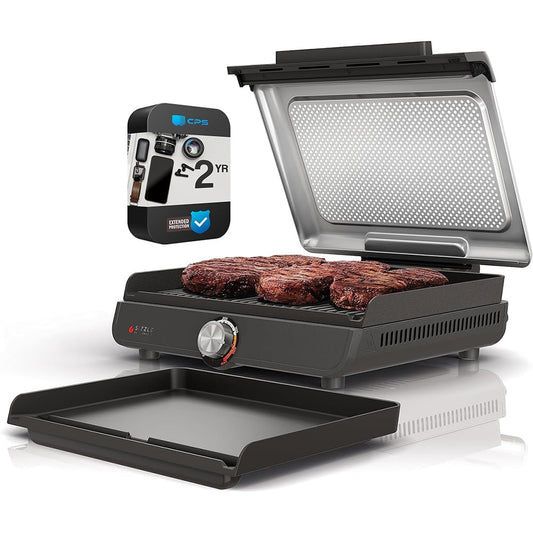 Restored Ninja GR101 Sizzle Smokeless Indoor Grill & Griddle Bundle with 2 YR CPS Enhanced Protection Pack (Refurbished)