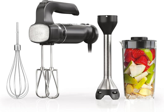 Ninja Hand Mixer, Immersion Blender, Foodi Power Mixer System, 750-Peak-Watt Handheld Emulsion Blender & Electric Hand Mixer Combo With Whisk, Beaters & 3-Cup Blending Vessel