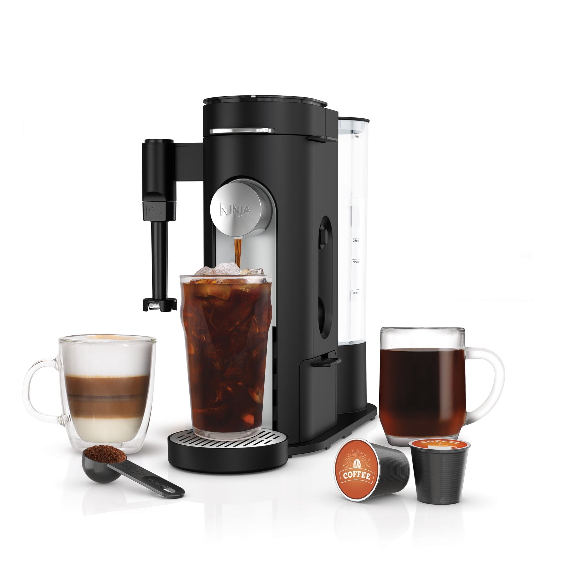 Ninja Pods & Grounds Specialty Single-Serve Coffee Maker with Integrated Milk Frother, Black, PB051