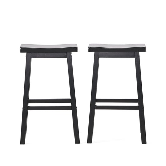 Noble House Dickson 29 in. Black Saddle Stools (Set of 2)