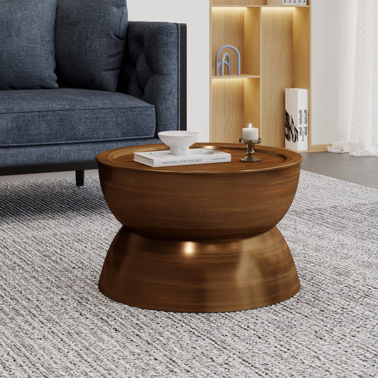 Noble House Manville Metal Hourglass Coffee Table, Brushed Antique Bronze