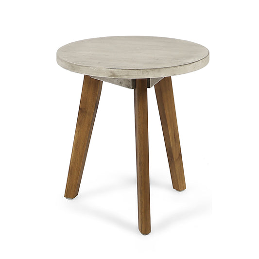 Noble House Marina Farmhouse Indoor Acacia Wood Side Table in Light Gray
