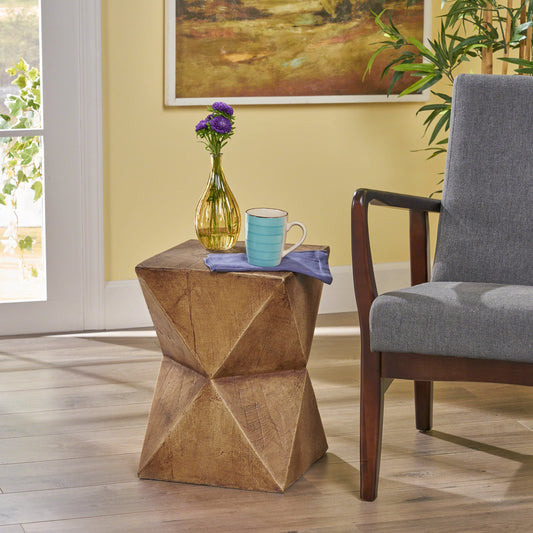 Noble House Waylon Modern Light Weight Concrete Outdoor Accent Table in Gray