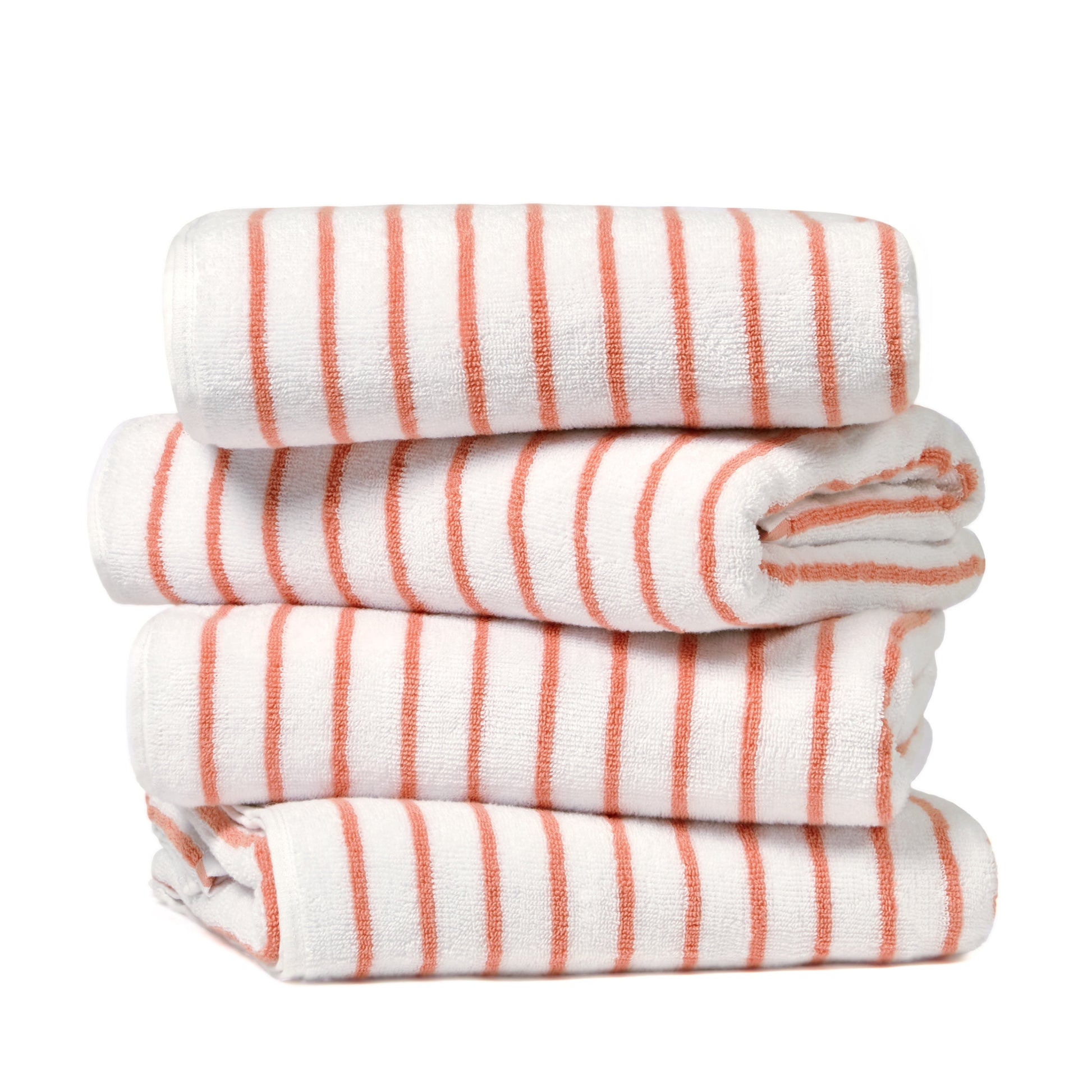 Noble Linens 4 pack Striped Cotton Cabana Beach and Pool Towels