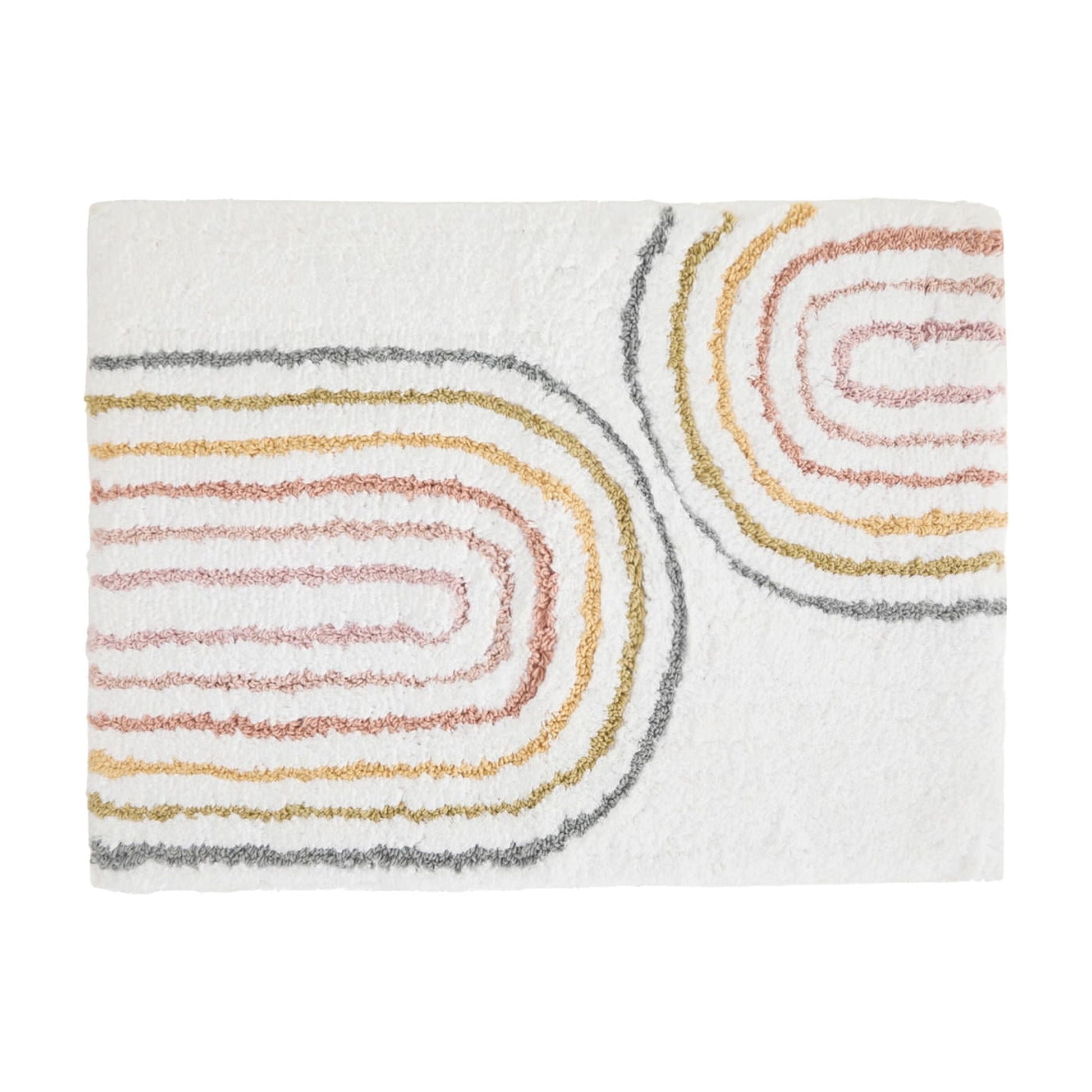 Noble Linens Modern Pattern Cotton Bath Mat, 24 in x 17 in, Rainbow White