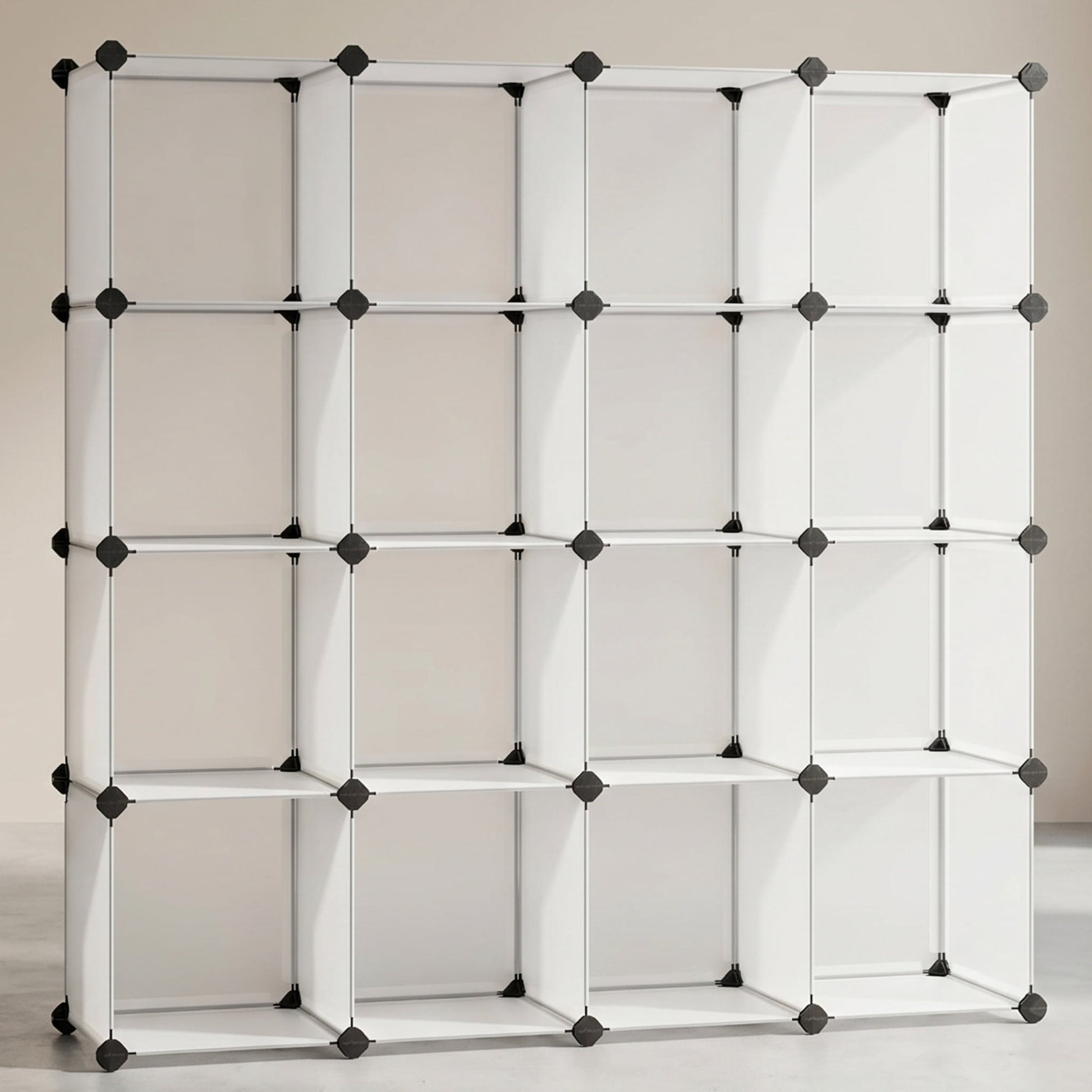 Nordic Hygge 16-Cube Modular Storage Organizer, DIY Plastic Closet Storage and Bookshelf â€“ White