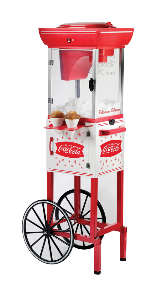 Nostalgia Coca-Cola 48-Inch Tall Snow Cone Cart, Makes 48 Icy Treats – Coke Red
