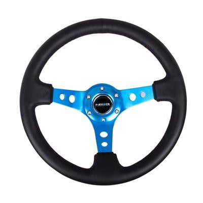 Nrg Innovation RST-006BL, Steering Wheel 350Mm 3In Dish Blk Leather/Blue Ct