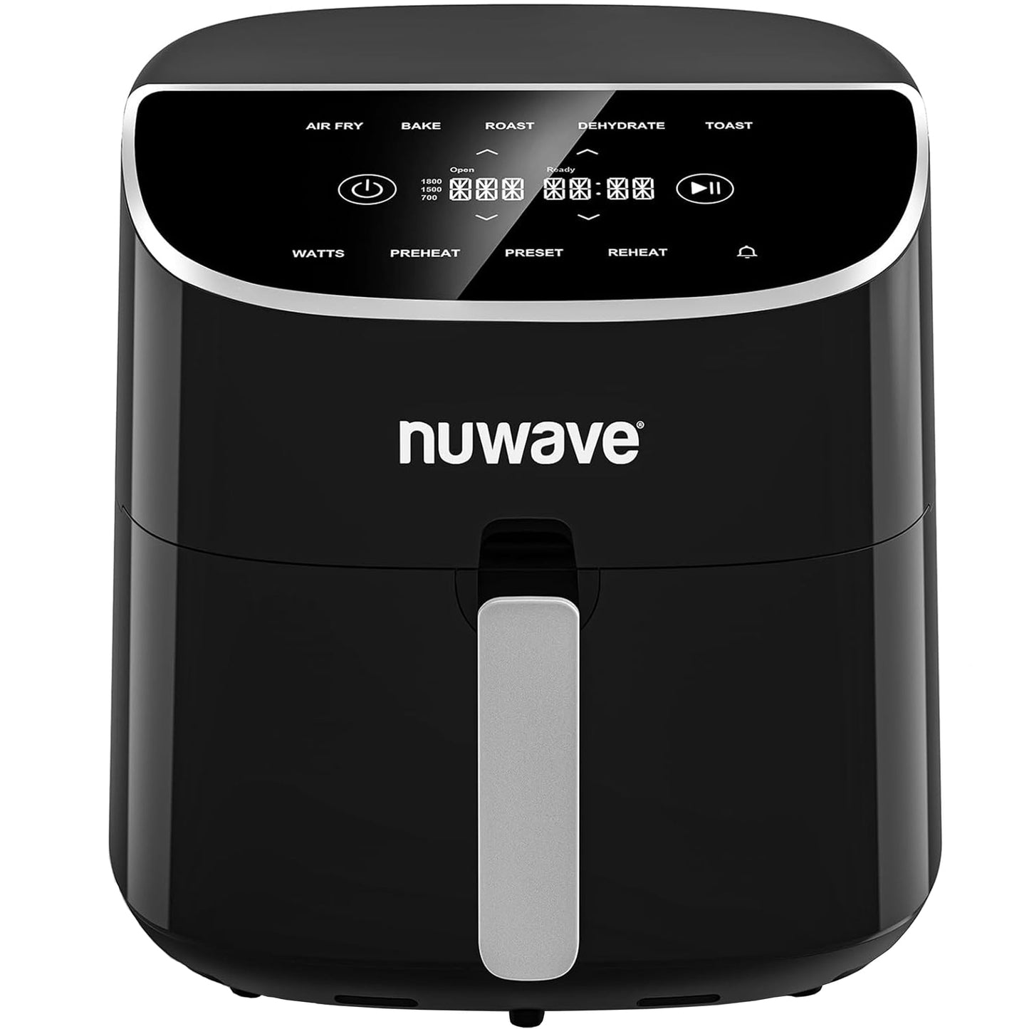 Nuwave 8QT Air Fryer Plus, Smart Digital Touchscreen and 50°F~400°F in Precise 5°, 5 Cook Functions, 100 Presets & 50 Memory, Brio Air Fryer Powerful 1800W for Quick and Easy Meals, Black