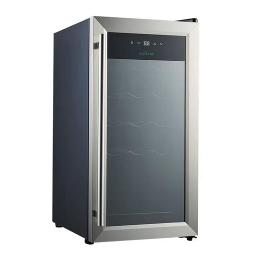 NutriChef PKCWC15 - Wine Chilling Refrigerator Cellar - Touch Button Control with Air Tight Seal, Contains Placement for Standing Bottles (15 Bottle Storage Capacity)