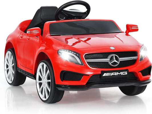 OLAKIDS 12V Electric Kids Ride on Car, Licensed Mercedes Benz GLA45 Toy Car with Remote Control, MP3 Plug, USB, 2 Speeds, LED Lights, Battery Powered Toy Vehicle for Toddler Children (Red)