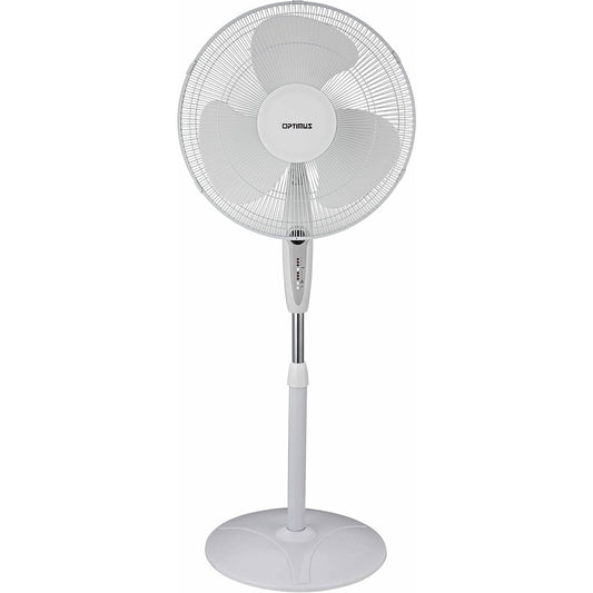 OPTIMUS F-1672WH 16" Oscillating Stand Fan with Remote, White