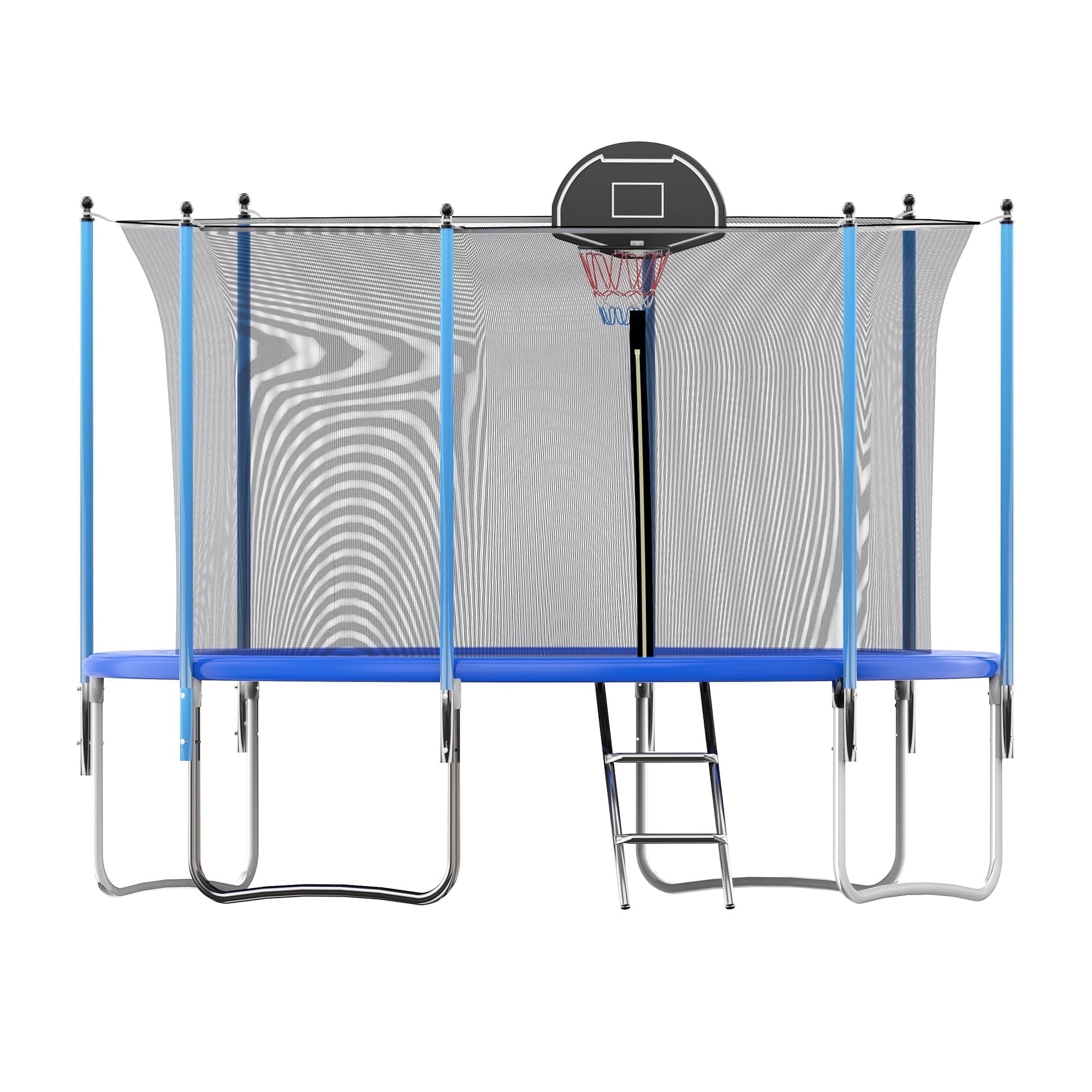 OVATOYS 1200LBS 12FT Trampoline for Adults and Kids,Trampoline with Enclosure,Basketball Hoop, Recreational Trampoline with Ladder, Heavy Duty Trampoline Capacity for 5-6 Kids