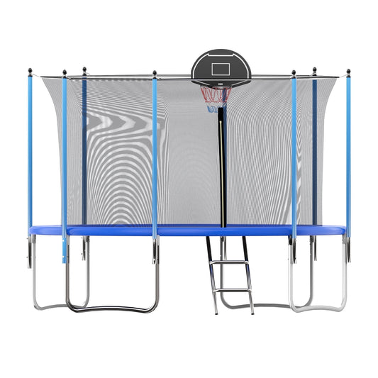 OVATOYS 1200LBS 12FT Trampoline for Adults and Kids,Trampoline with Enclosure,Basketball Hoop, Recreational Trampoline with Ladder, Heavy Duty Trampoline Capacity for 5-6 Kids