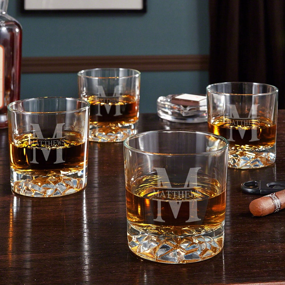 Oakmont Personalized Fairbanks Whiskey Glasses, Set of 4