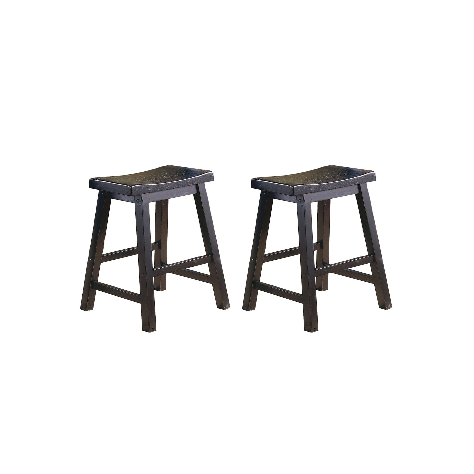 OakvillePark Gering Wood Saddle Seat Dining Height Stool (Set of 2), 18", Black