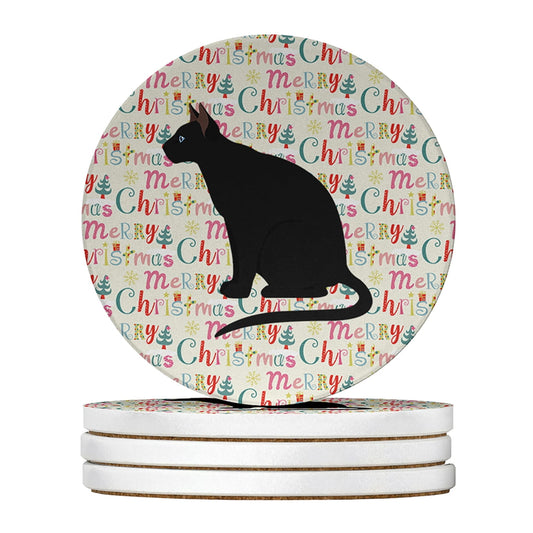 Ojos Azules Cat Christmas Large Sandstone Coasters Pack of 4 4 in x 4 in