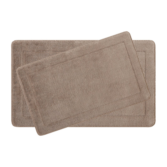 Oliver Brown Solid Print Traditional Bath Rugs, Brown, 17" x 24", 2-Pieces