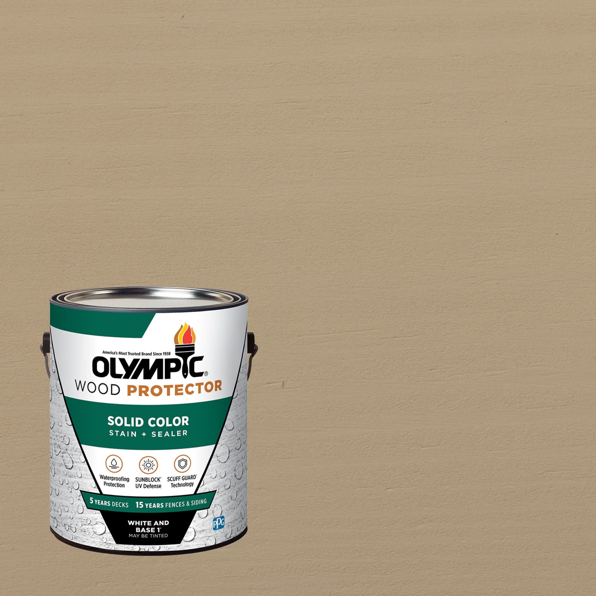 Olympic 1 Gallon SC-1038 Heather Exterior Solid Wood Protector Stain Plus Sealer in One