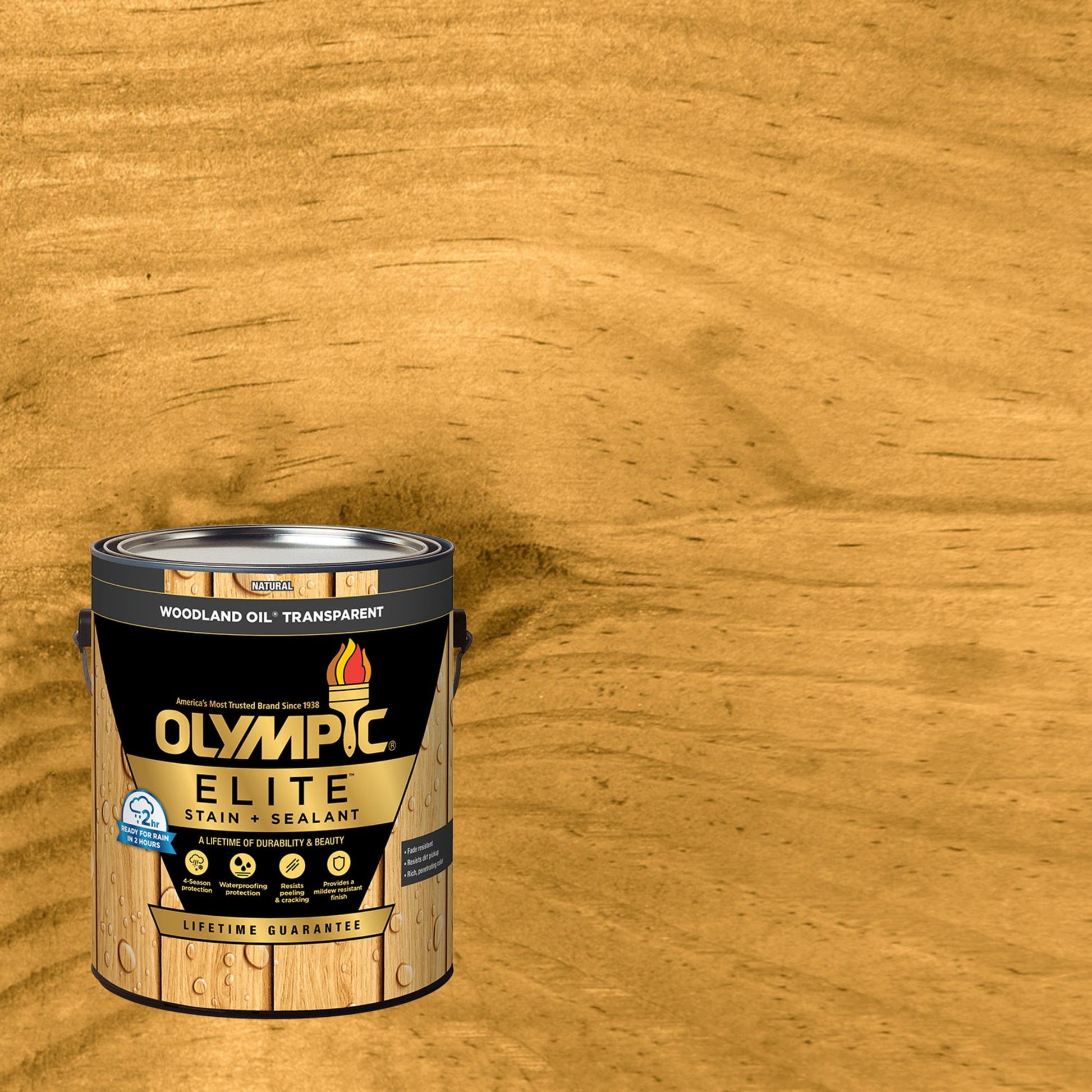 Olympic Elite 1 Gallon Natural Woodland Oil Transparent Stain and Sealer in One Low VOC