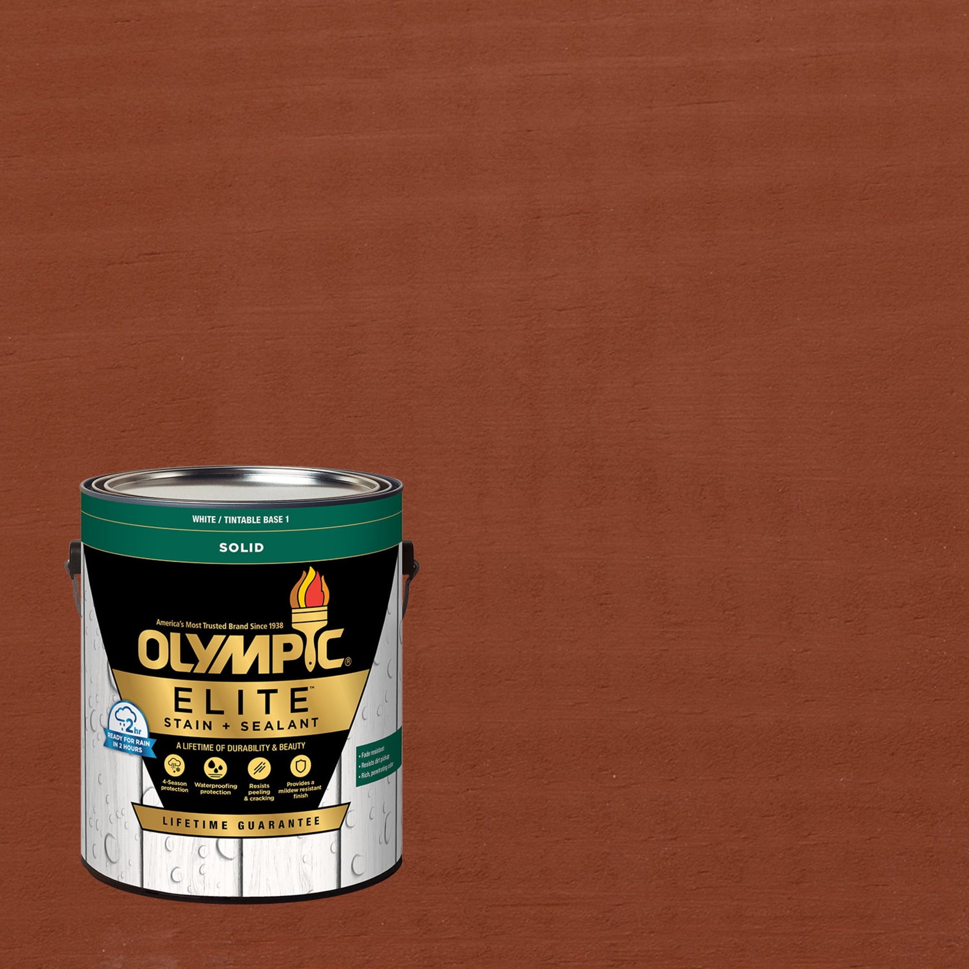 Olympic Elite 1 Gallon SC-1011 California Rustic Solid Advanced Exterior Stain and Sealer in One