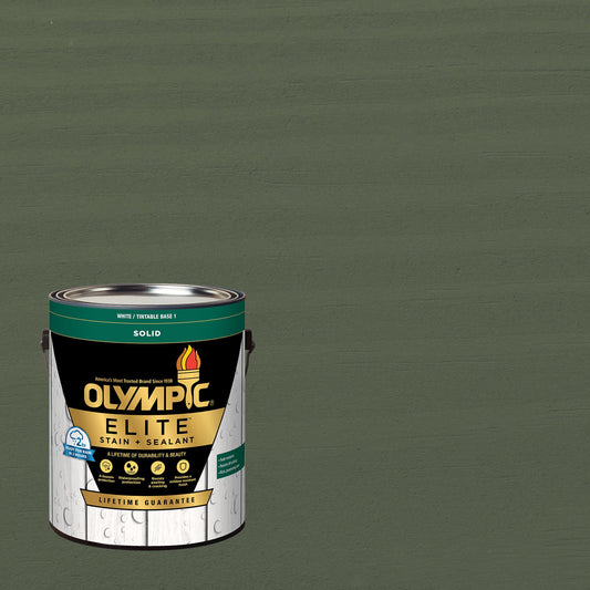 Olympic Elite 1 Gallon SC-1018 Cool Breeze Solid Advanced Exterior Stain and Sealer in One