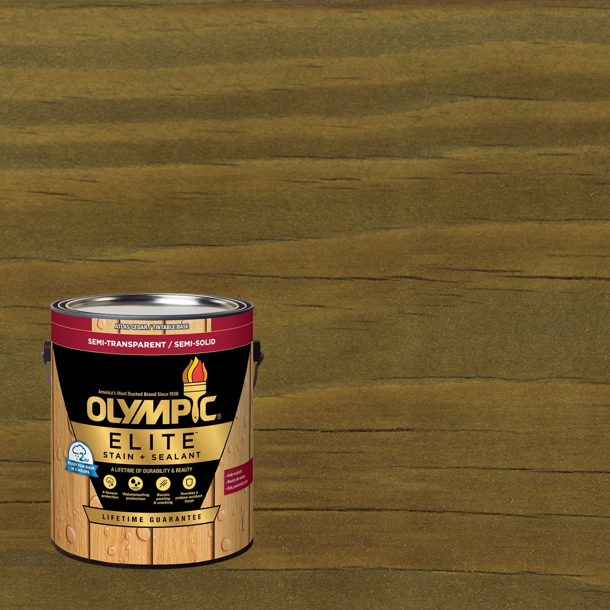 Olympic Elite 1 Gallon ST-2013 Driftwood Gray Semi-Transparent Exterior Stain and Sealer in One Low VOC